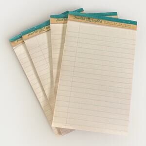 Vtg Stuart Hall Junior Legal Pads Lot 4 Pads 5”x8” 7008 Ruled 193 Sheets Yellow